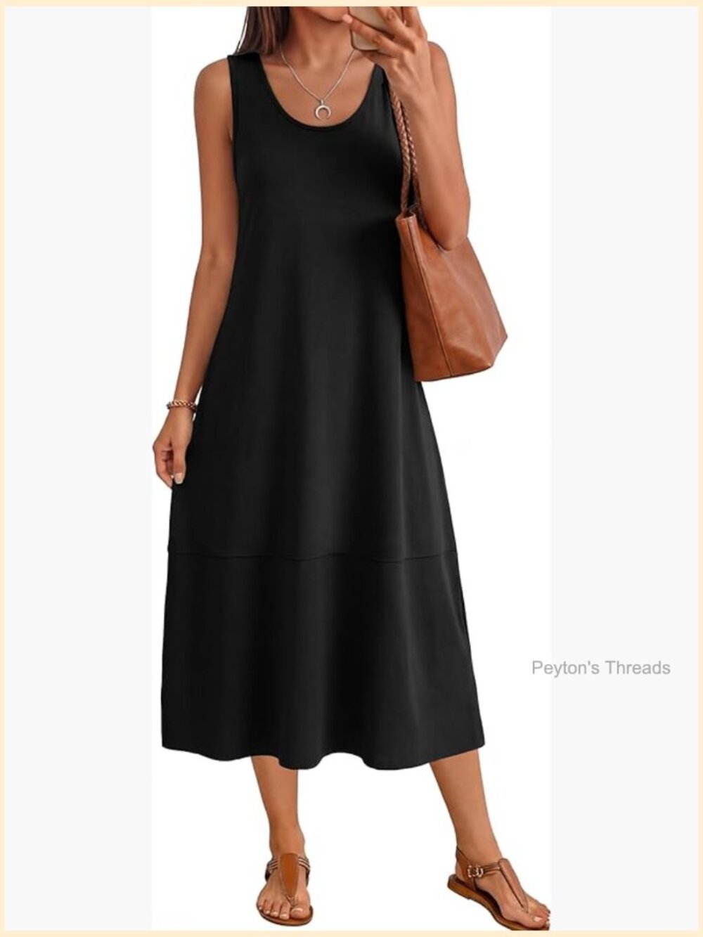 Women's Sleeveless Tank Midi Dress Casual Summer Cotton Sundress Beach Vacation